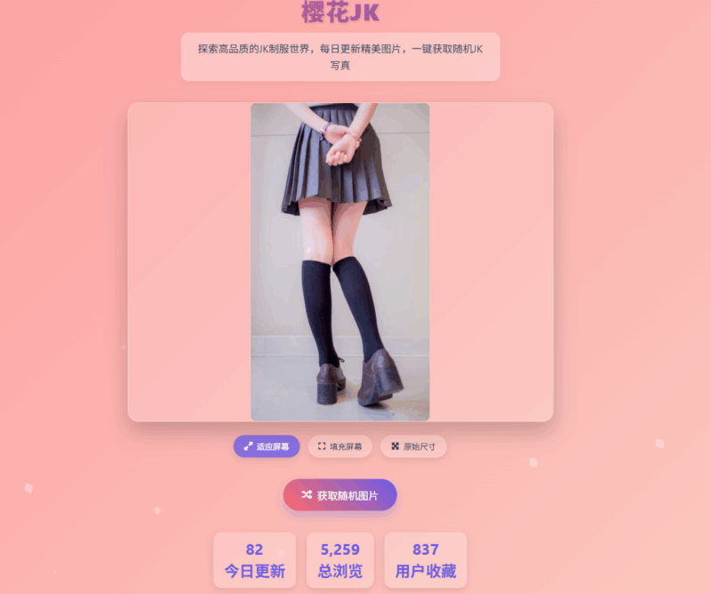 一款高品质随机JK图片展示网站源码（内置api）~微笑百宝库-微笑百宝库